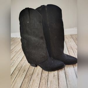 Elegant Black Women's Heeled Boots 7.5